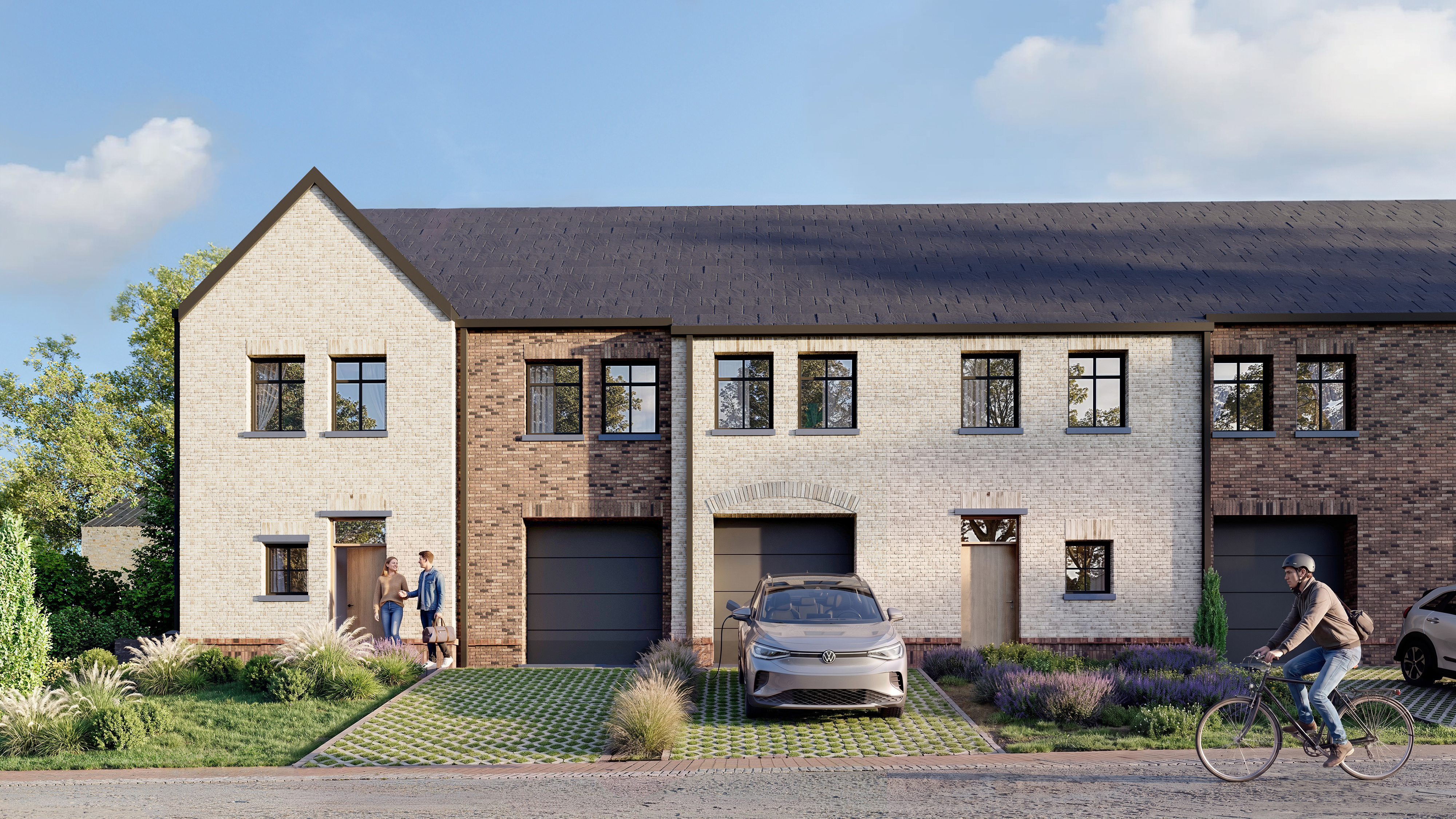 Halfopen en gesloten woningen in landelijke stijl te koop in Holsbeek. Cluster van 3 woningen.