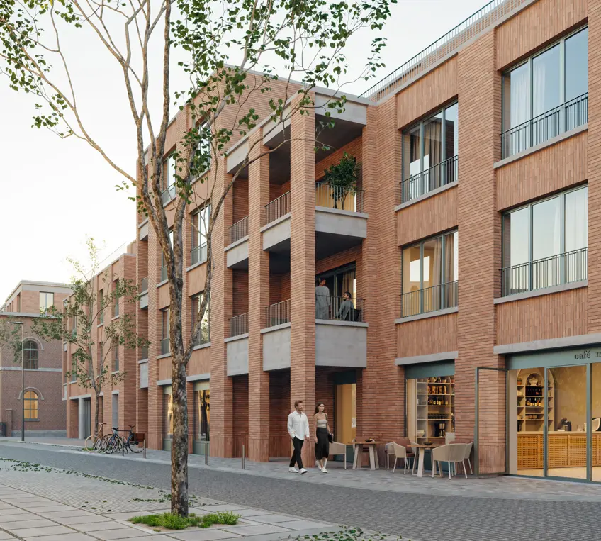 woonproject machelen appartementen in een mix van authentieke gevelelementen en moderne nieuwbouw rond een groen park