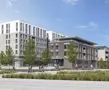Strakke en moderne gebouwen in Quartier Bleu, Hasselt, met eigentijdse vormgeving.