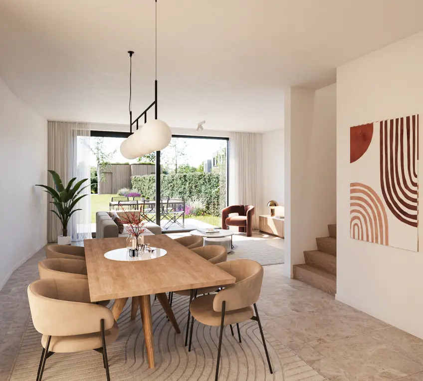 Broechem Kapelstraat Lot 01 Interieur leefruimte living eettafel tuin