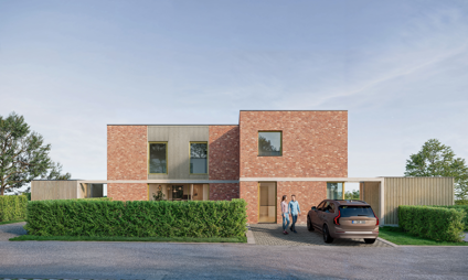 woningen moderne stijl aan de Elstartstraat en fruitvelden, halfopen en gesloten bebouwing