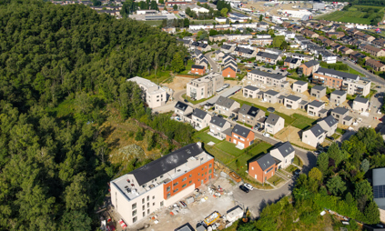 Maison et appartement à vendre à Rocourt vue aérienne - Les Jardins du Terril