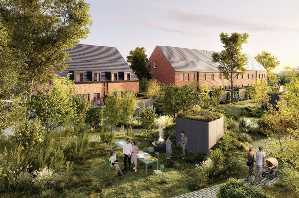 Jardin commun entre les maisons