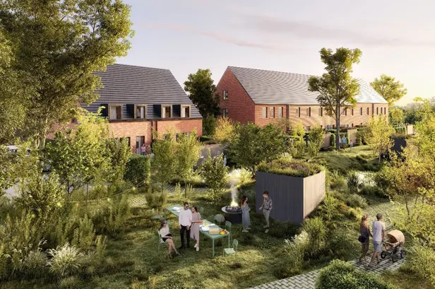 Gemeenschappelijke tuin tussen woningen