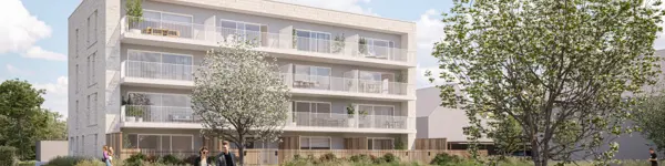 Geel Laar appartementen zuidgerichte terrassen wandelen mensen groen park bomen