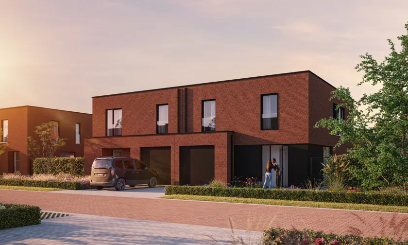 Moderne woningen met rode steen