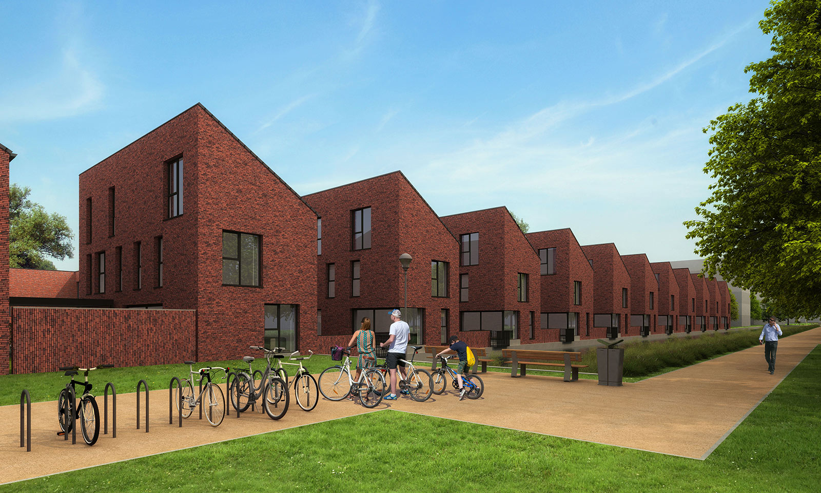 Zicht op de parkvilla woningen