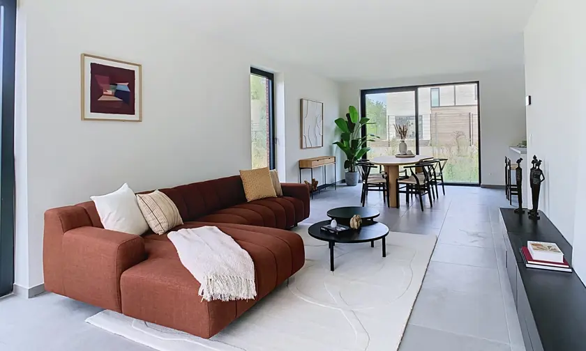 Bezoek onze kijkwoning in Grimbergen, Beigemveld: een ruime open nieuwbouwwoning met 3 slaapkamers, 2 badkamers en een grote tuin.