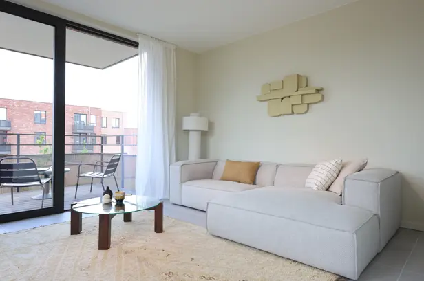 Deurne Eksterlaer Kijkappartement living woonkamer zetel terras appartement