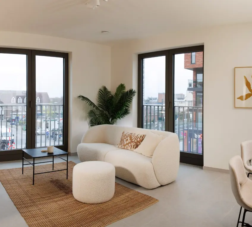 Geel Villa Spoorbloem Kijk Appartement leefruimte woonkamer keuken 