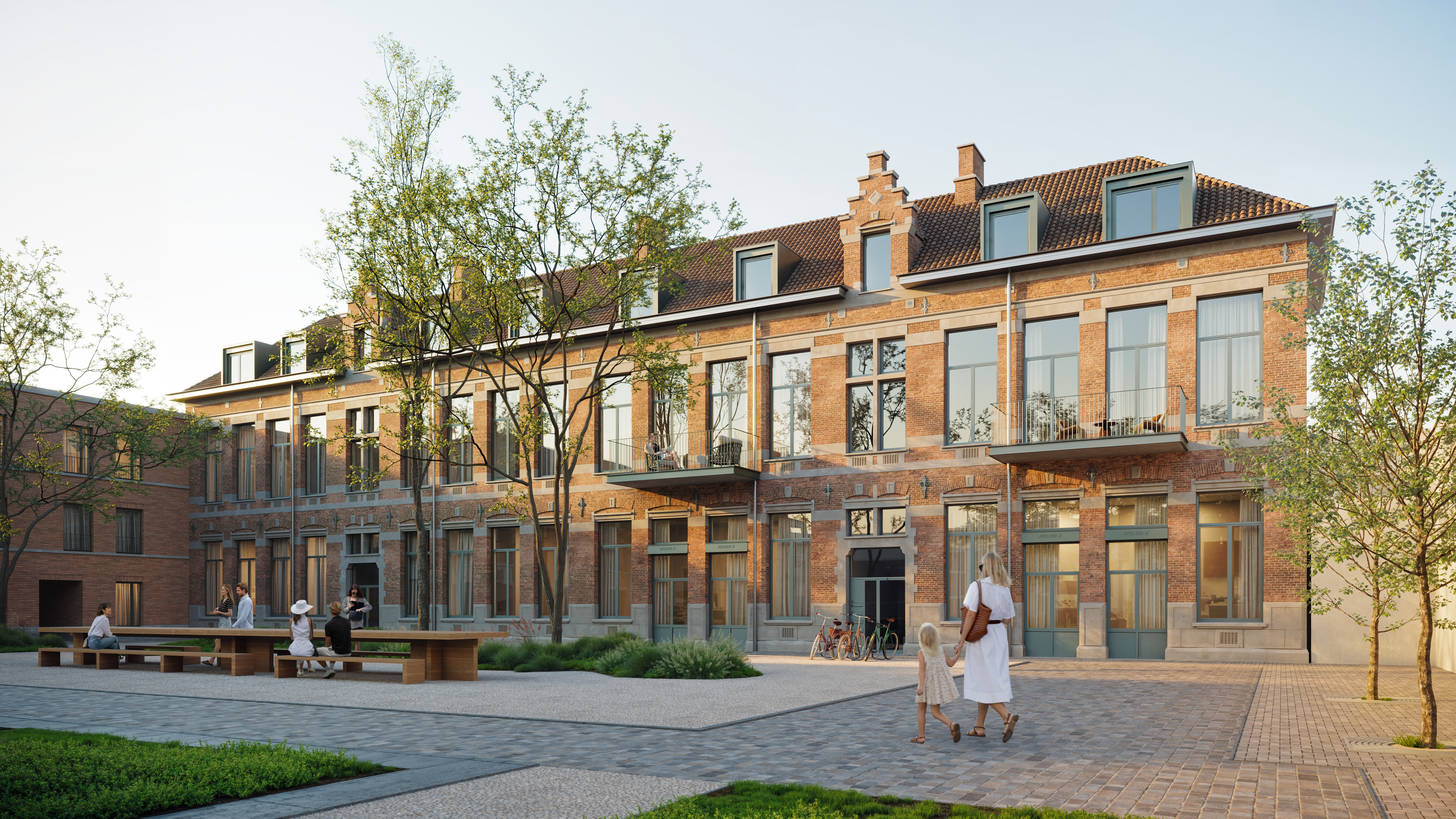 woonproject machelen duplexen met stadstuin op het gelijkvloers, appartementen en studio's met authentieke gevelelementen