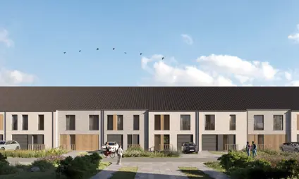 woningen kessel-lo halfopen en gesloten bebouwingen met zadeldak, moderne maar tijdloze architectuur in een lichte gevelsteen, donker dak en houten sierelementen in de gevel