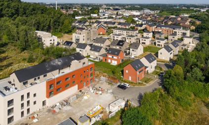 Maison et appartement à vendre à Rocourt vue aérienne - Les Jardins du Terril