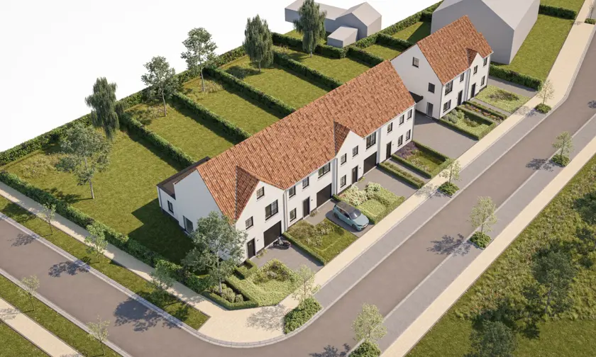 Essen Schildershof Nieuwbouw woningen groen landelijk luchtbeeld