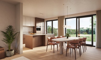 Hove Veldkant nieuwbouw woning in het groen interieur