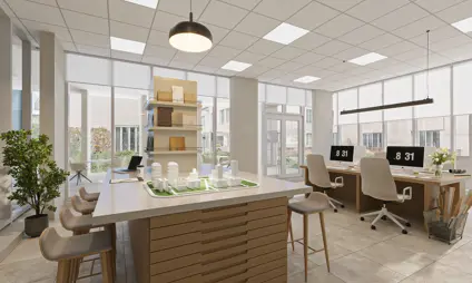 Simulatie van een retail pand of commerciële ruimte in Tienen 't Lycée aan de Kliniekstraat
