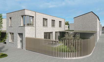 Zijaanzicht gevel woningen