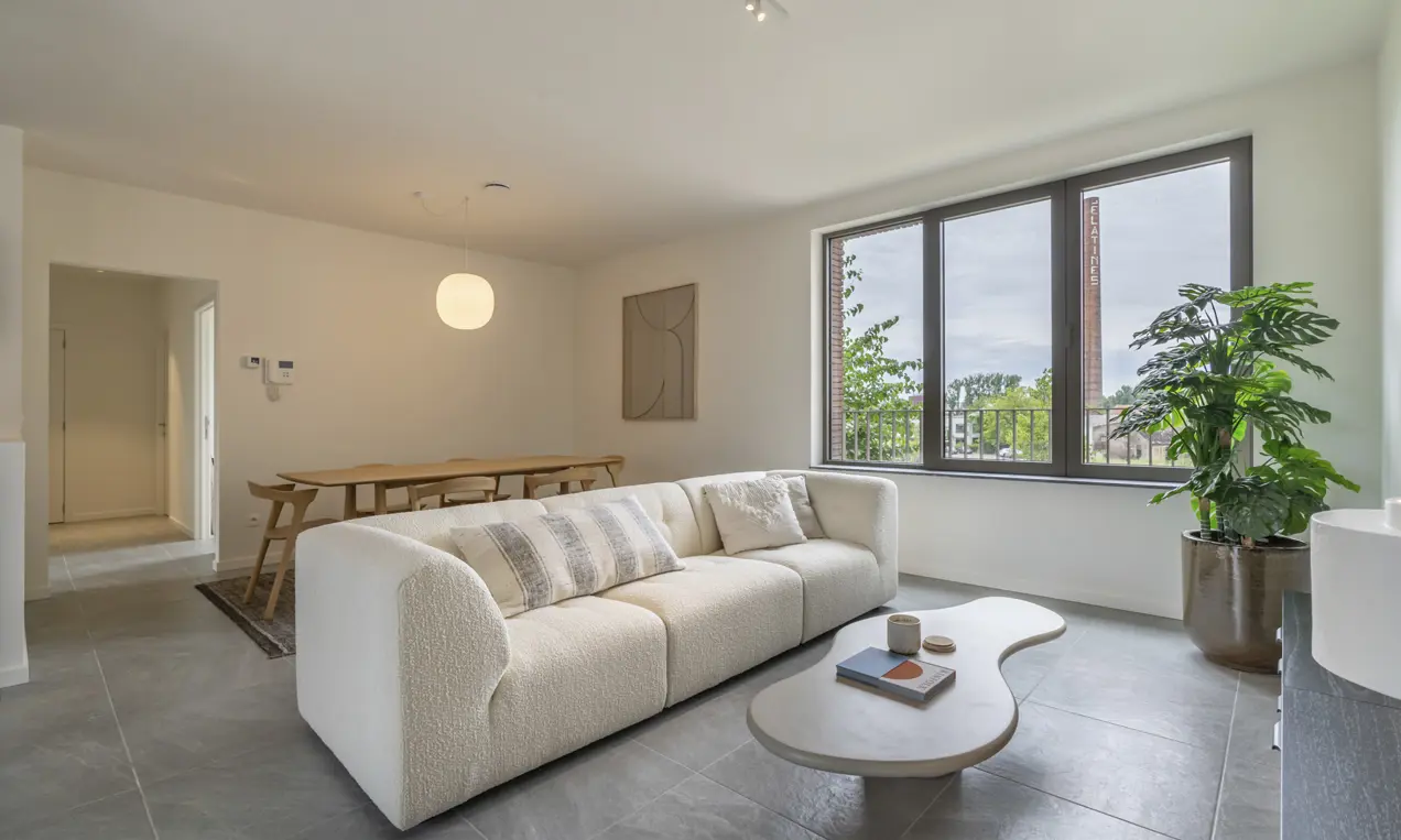 afgewerkt appartement in de heilig hartwijk - woonkamer en living met aangrenzend inpandig terras