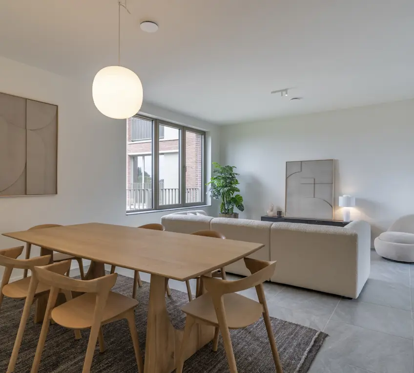 afgewerkt appartement in de heilig hartwijk - woonkamer en living met aangrenzend inpandig terras