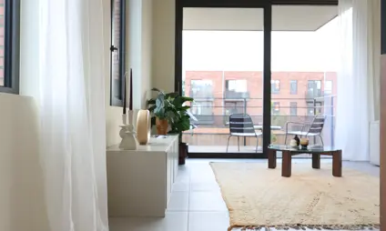 Deurne Eksterlaer Kijkappartement living woonkamer terras